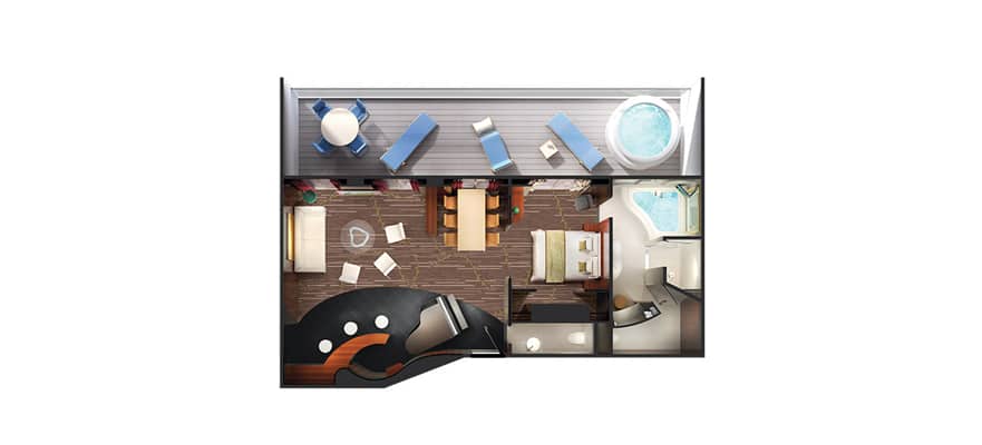 plano de Deluxe Owner's Suite con balcón grande