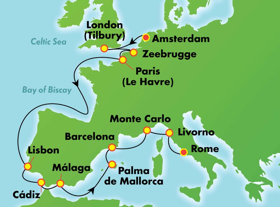 Italia, Francia y España: las rivieras desde Ámsterdam, 13 días Italia, Francia y España: las rivieras desde Ámsterdam, 13 días