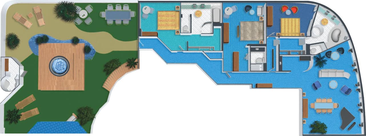 plano de Villa con jardín, 3 habitaciones